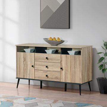 Μπουφές Zezan σε sonoma-ανθρακί απόχρωση 140.5x41.5x80εκ