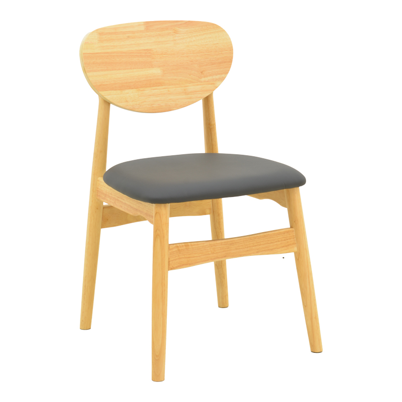 382-000015 Καρέκλα Cardith rubberwood-plywood σε φυσική απόχρωση-pu μαύρο 48x51x78εκ