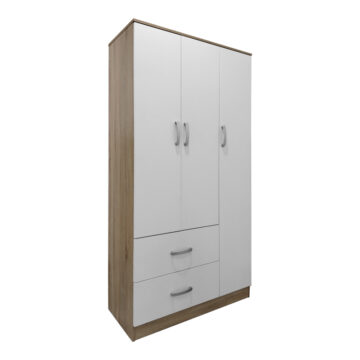 Ντουλάπα τρίφυλλη με 2 συρτάρια Lego σε sonoma-λευκή απόχρωση 90x42x180εκ