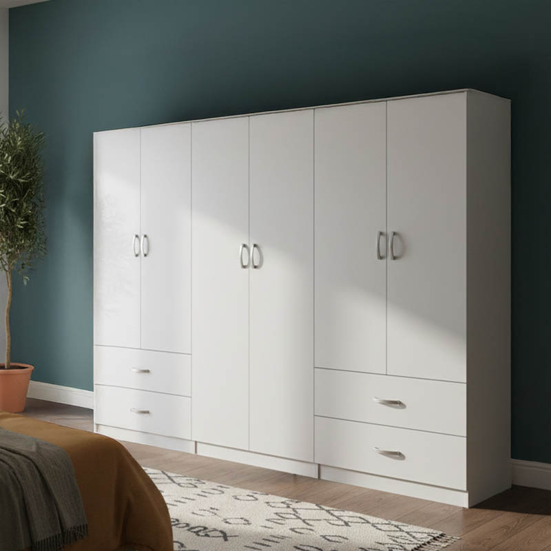 383-000180 Ντουλάπα εξάφυλλη Lego λευκή 240x42x180εκ