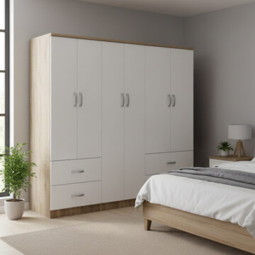 Ντουλάπα εξάφυλλη Lego Sonoma-λευκό 200.5x42x180εκ